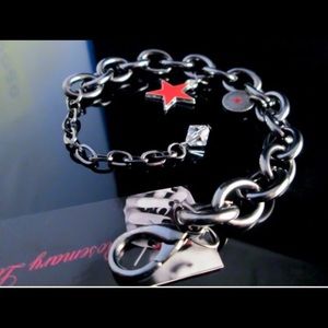 Goth rocker chunky designer gunmetal brace…